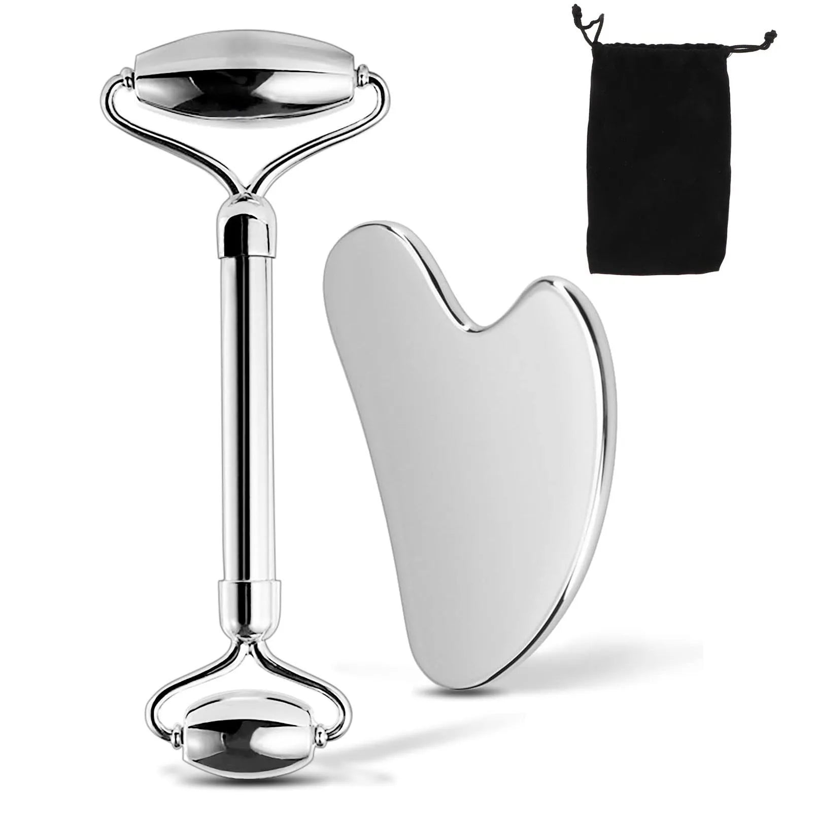304 Stainless Steel Facial Roller Metal Gua Sha Facial Tools Set Face Body Treatment Lymphatic Drainage, Facial Tension, Durable