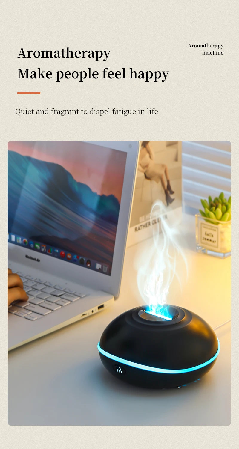 High Quality Aroma Diffuser Essential Oil Lamp 200ml USB Portable Air Humidifier with Color Flame Night Light