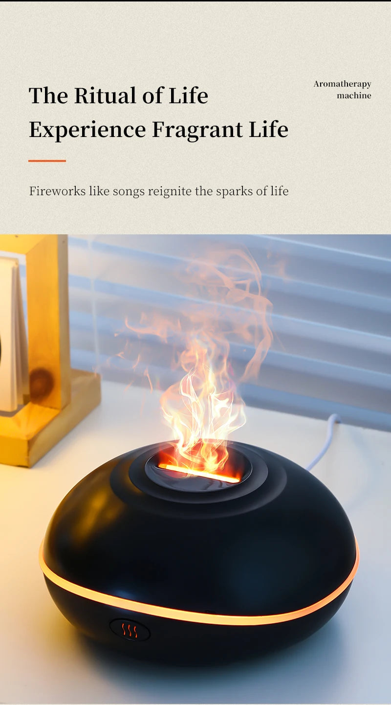 High Quality Aroma Diffuser Essential Oil Lamp 200ml USB Portable Air Humidifier with Color Flame Night Light