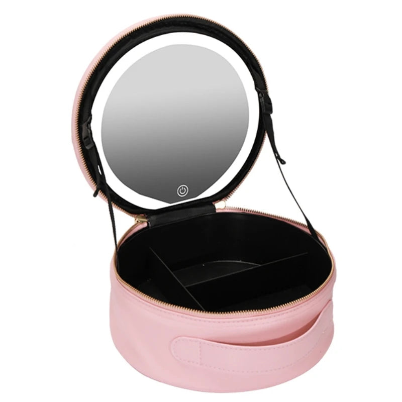 Sac à cosmétiques de voyage avec miroir de maquillage LED réglable et séparateurs