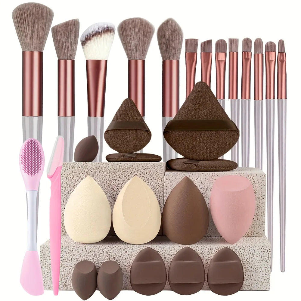 Pinceaux de maquillage 8-29 pièces Kit de maquillage Professionnel Femmes Cosmétique Brosse à poudre  Fond à paupières etc.