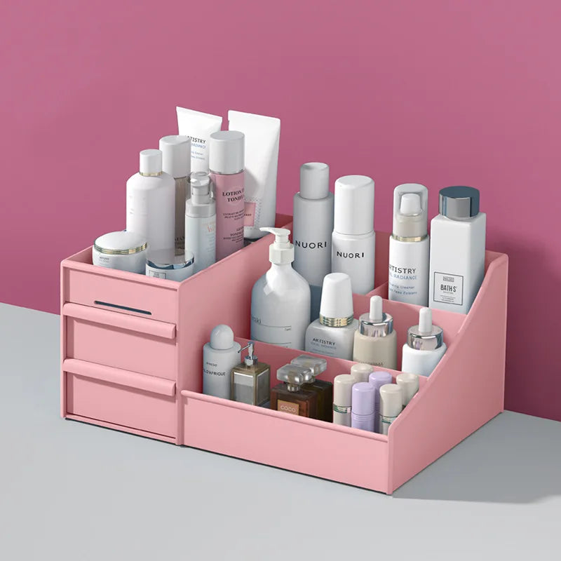 White Drawer Makeup Storage Box Dormitory Finishing Plastic Shelf Cosmetics Skin Care Dressing Table Desktop Makeup Organizer
