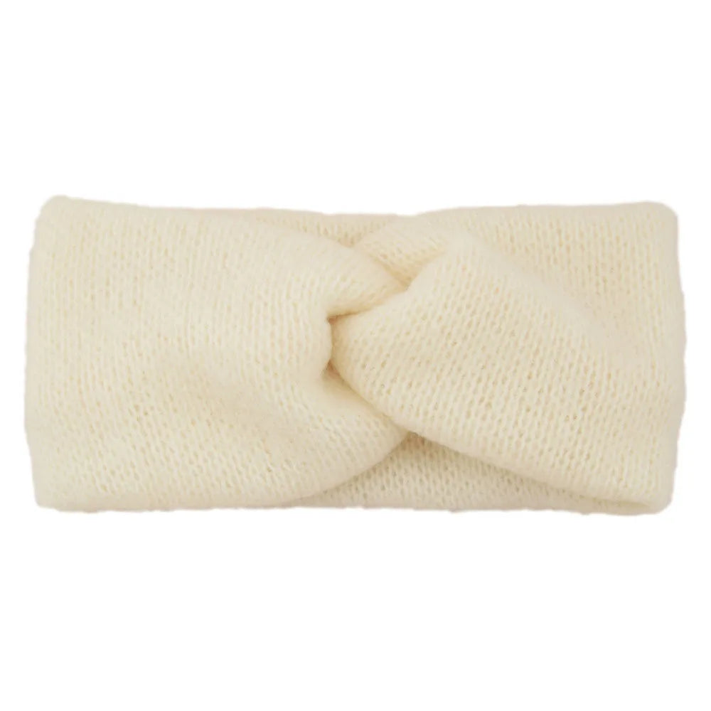 New Women Girls Solid Color Hair Bands Knitted Wool Headbands Vintage Cross Turban Bandage Ear Warmer Hairbands Hair Accessories