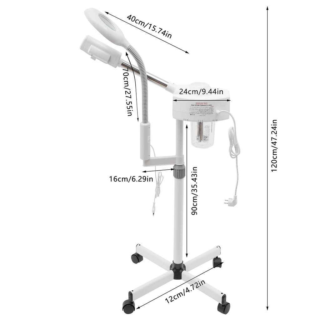 2 in 1 750W Magnifying Lamp Hot Vapozone Ozone Streamer Steam Device Facial Sauna Machine with 5X Light