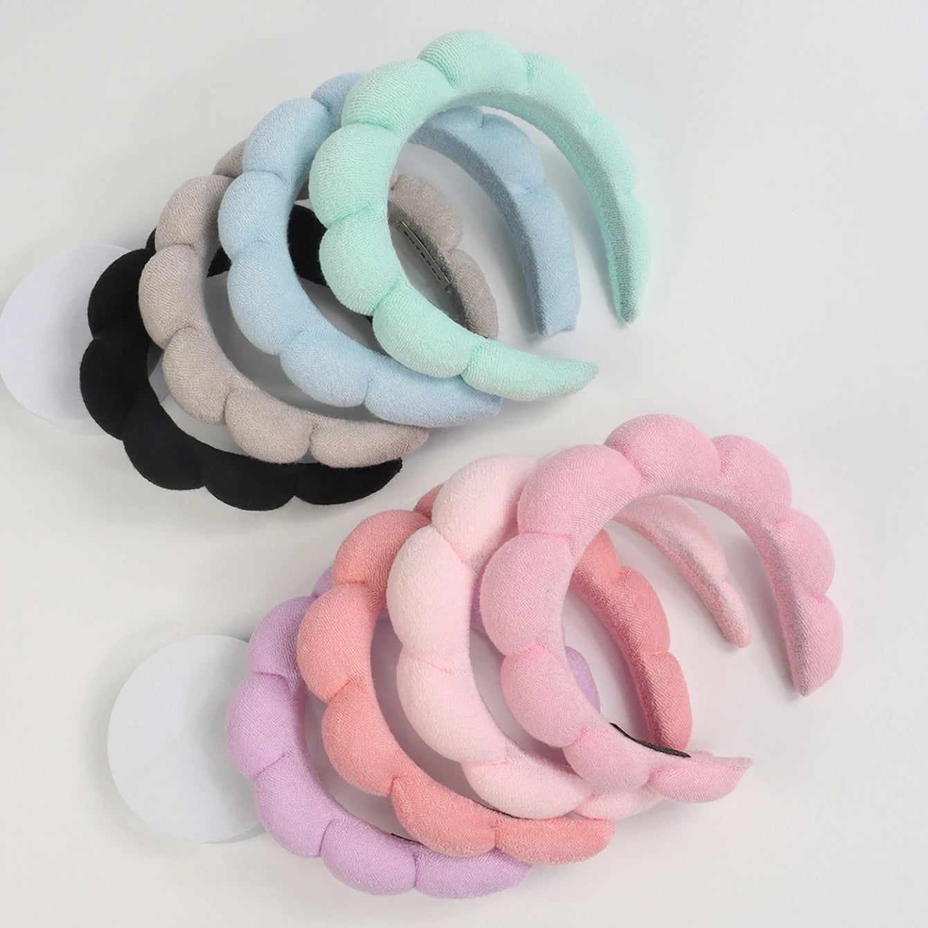 3Pcs Fashion Microfiber Washing Wristbands Scrunchies Puffy Headband Spa Bubble Headband for Washing Face Makeup Shower Skincare