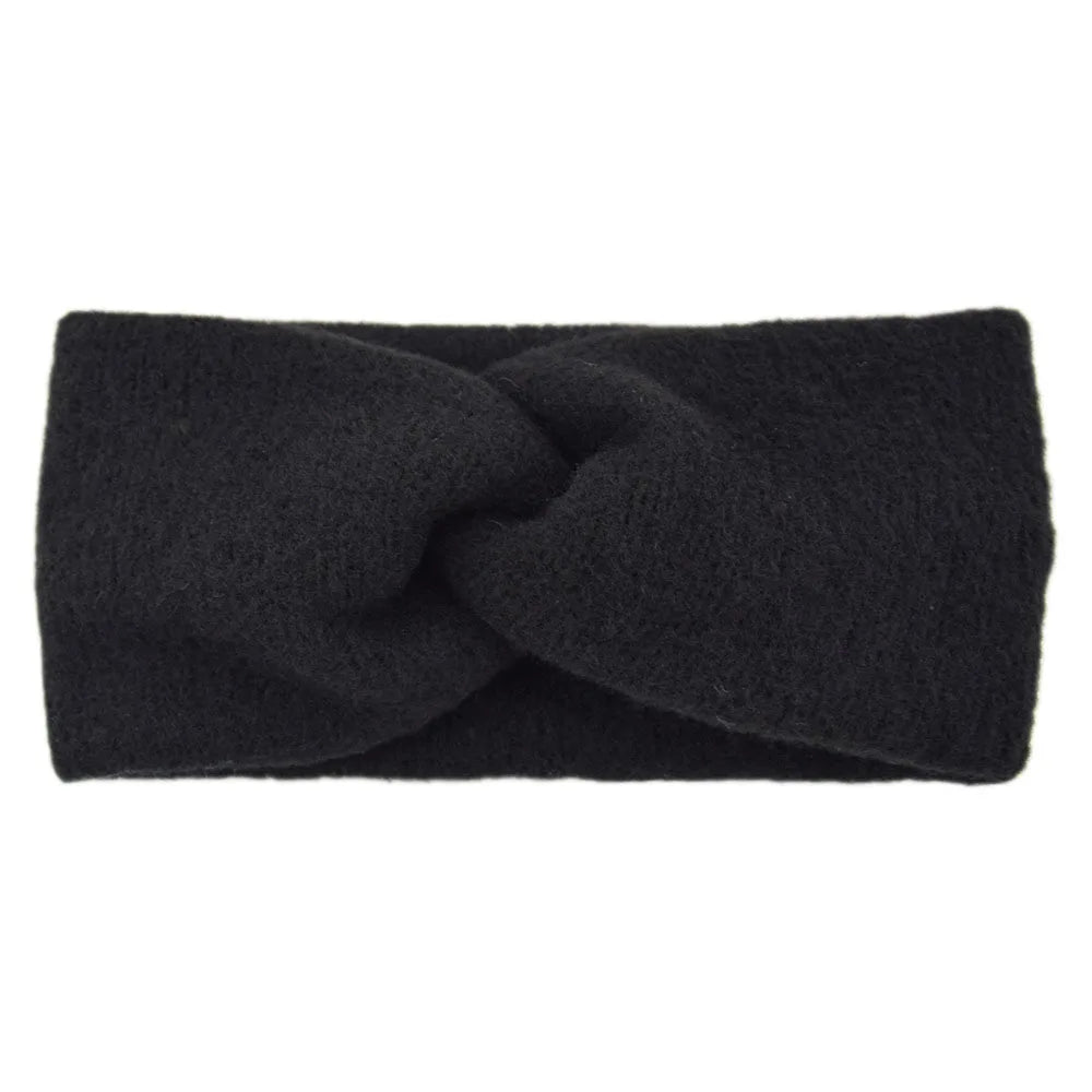 New Women Girls Solid Color Hair Bands Knitted Wool Headbands Vintage Cross Turban Bandage Ear Warmer Hairbands Hair Accessories