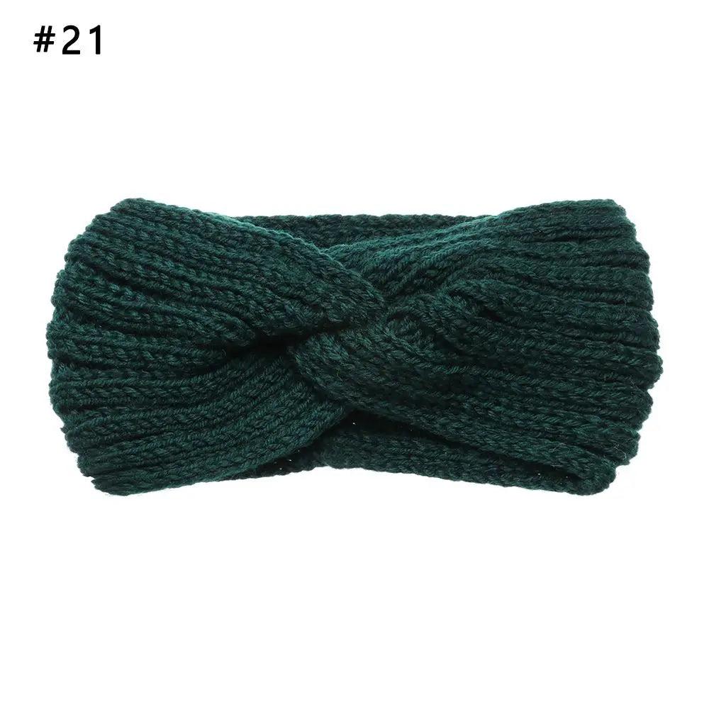 Women Weaving Cross Headband Knitting Warm Headwear Leopard Bowknot Turban Wide Fashion Winter Cycling Crochet Turban Colorful