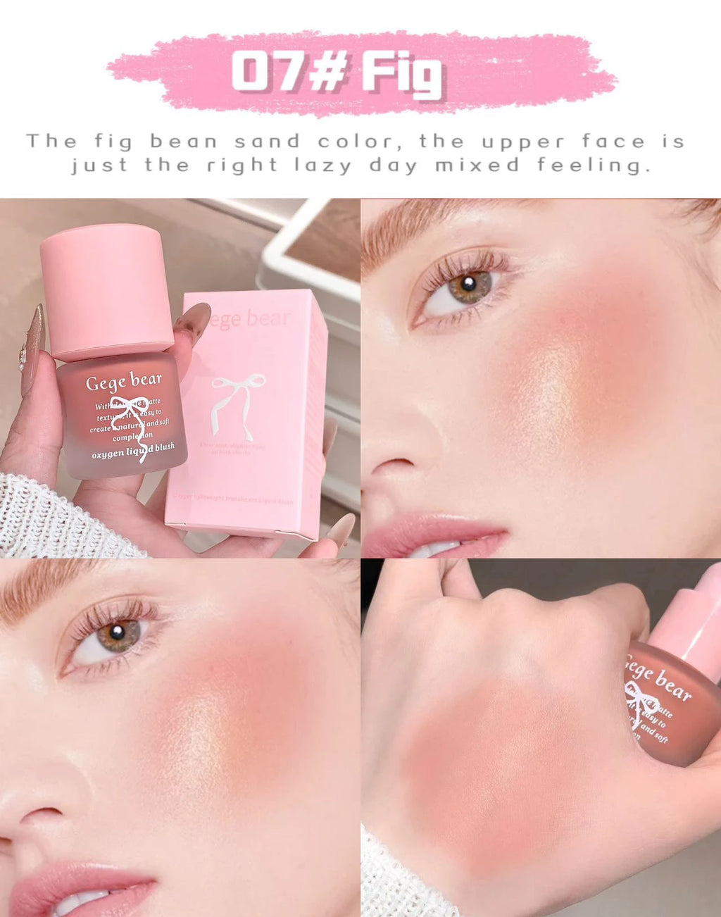 Gege Bear Light Blush Liquid Moisturizing Mirror Vitality Moisturizing Whitening Brightening Natural Rouge