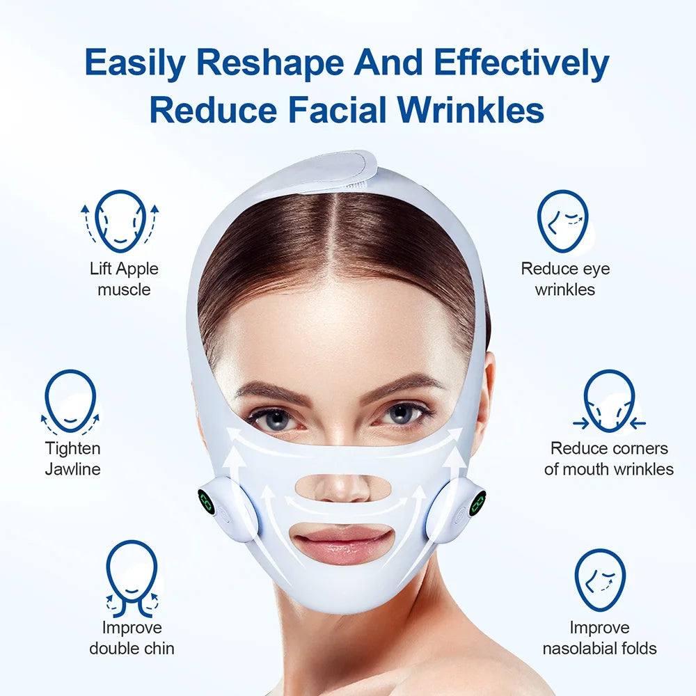 V Line Face Sliming Strap Facial EMS Levage Machine Micro-courant Face Masseur Basse Fréquence Pulse Chin Cheek Lift Up Belt
