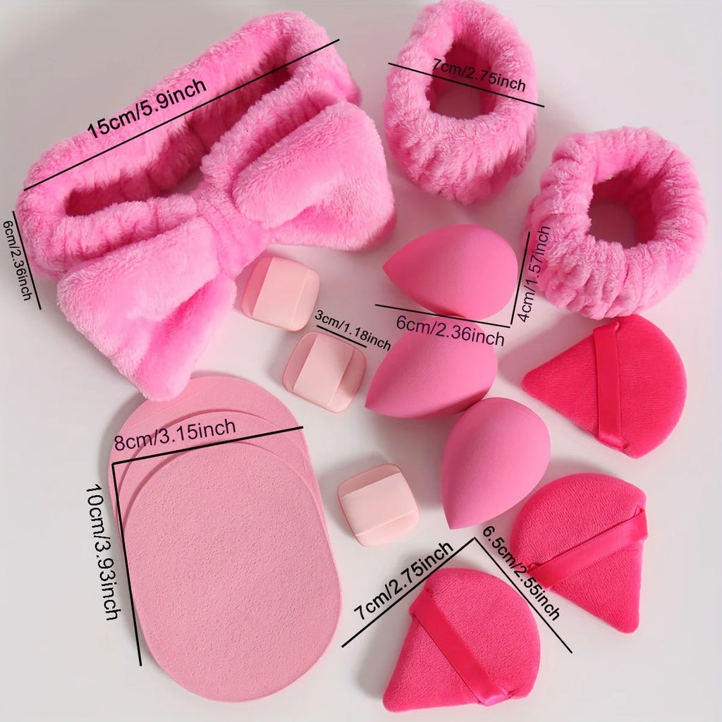 15 件套 Cosmetic Puff Makeup Sponge Blender Beauty Egg Foundation Sponges Puff Wash Face Headband Wristband Make up Accessories