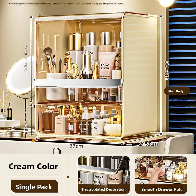 Grande boîte de rangement cosmétique acrylique multicouche Capaci Organisateur de bureau anti-poussière pour les produits de soins de la peau