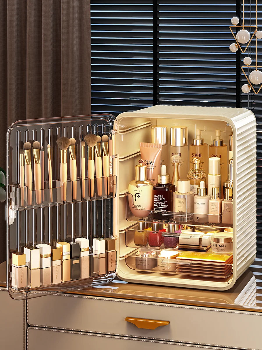 Grande boîte de rangement cosmétique acrylique multicouche Capaci Organisateur de bureau anti-poussière pour les produits de soins de la peau