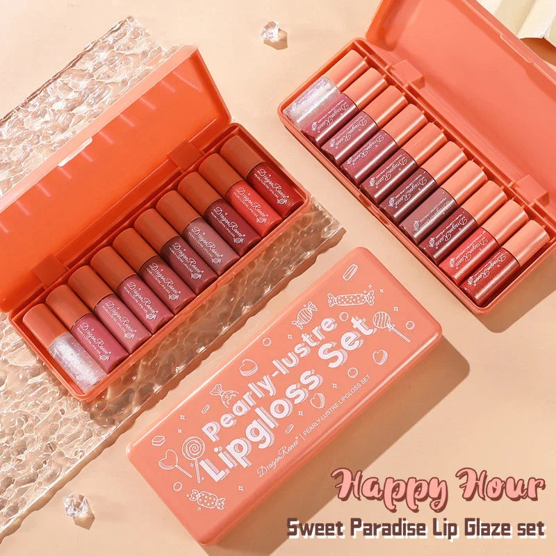 Ensemble de brillant à lèvres liquide de 10 couleurs Ensemble de rouge à lèvres imperméable antiadhésif de 24 heures Ensemble de rouges à lèvres de miroir de longue durée Gloss à lèvres Soins de maquillage cosmétique