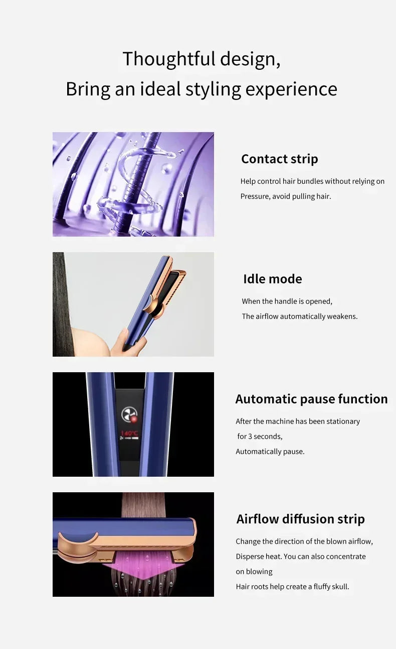 2 IN 1 Professional Hair Straightener & Hair Dryer Heat-Up Hair Flat Iron, Negative Ion Iron Long-Lasting Styling Tool