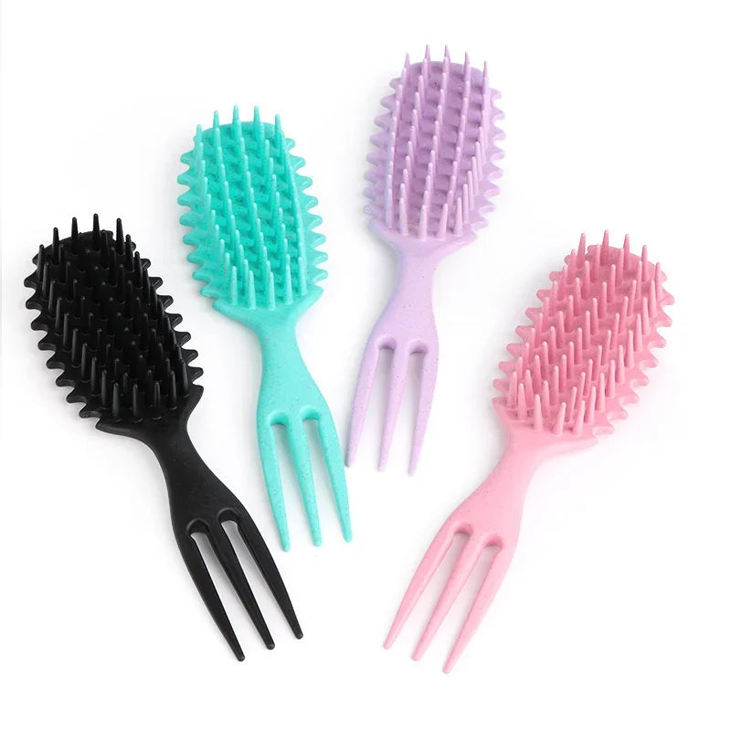 Curly Hair Brush Gentle Detangling Hairbrush Scalp Massage 3-in-1 Multifunction Curl Comb Defining Curly Hair Styling Tools