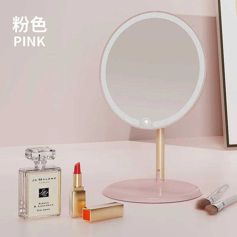 Makeup LED Touch Screen Makeup Mirror Foldable Illuminated 3 Colors Lighting Modes USB Rechargeable Cosmetic Mirror Tools Mirror