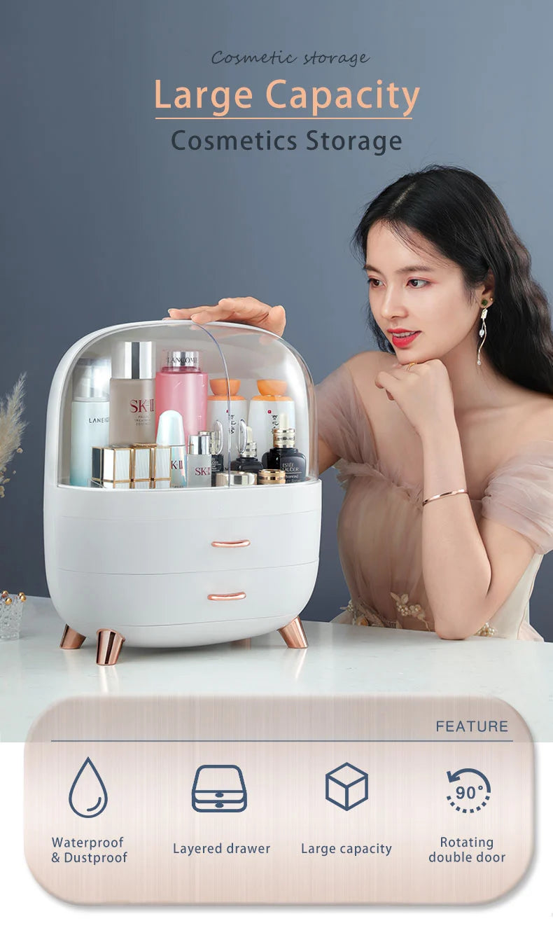 Conteneur de maquillage Boîte de vernis Organisateur de rangement de bureau Tiroir de maquillage Grande boîte Capacité cosmétique Stockage Organisateur de bijoux pour ongles