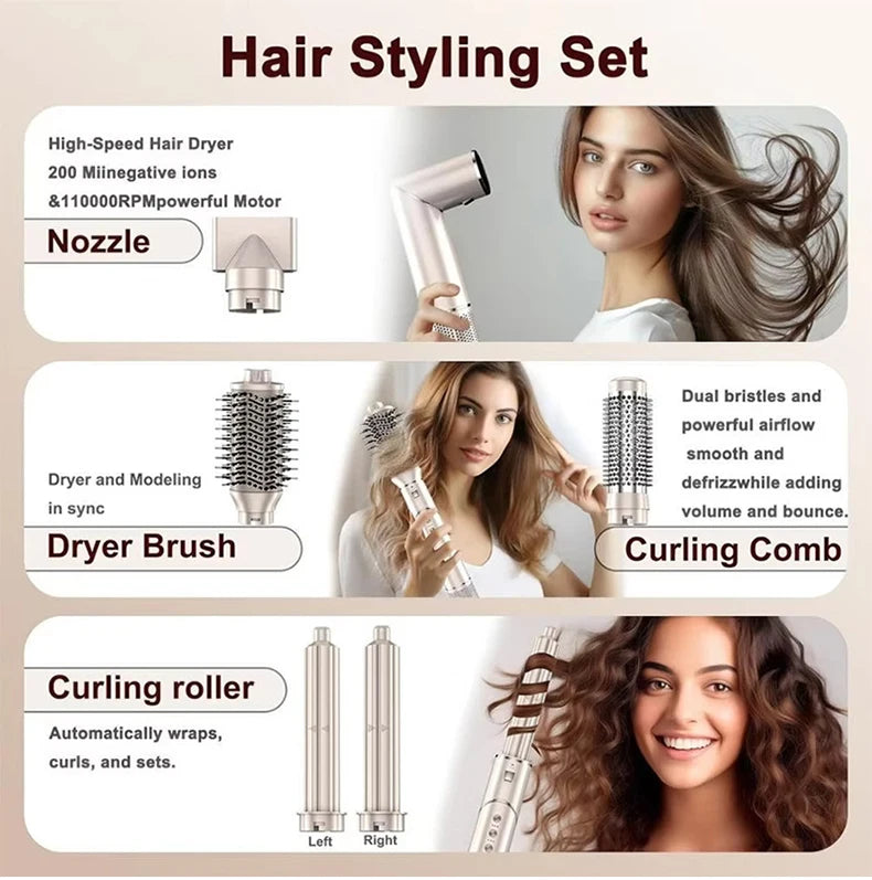 Avec une grande popularité vendant un peigne à air chaud à grande vitesse, un rouleau automatique, un sèche-cheveux électrique pliant domestique 8 en 1