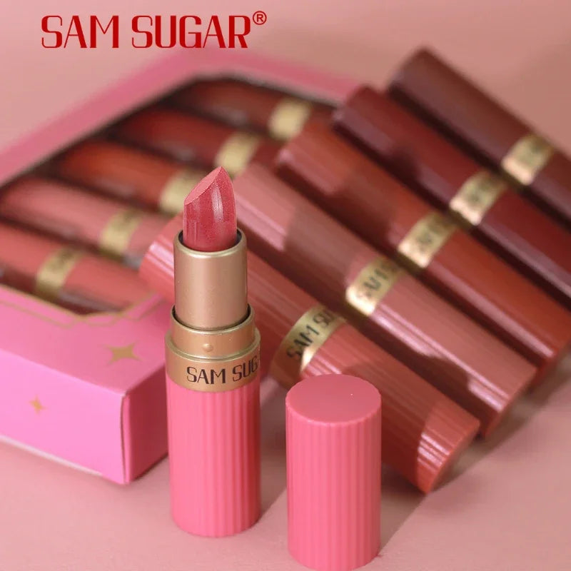 Rouge à lèvres Diamond Glitter Hydratant Rose étincelant Imperméable Brillant à lèvres Métallique Rouge à lèvres Sexy Teinte à lèvres Maquillage des lèvres