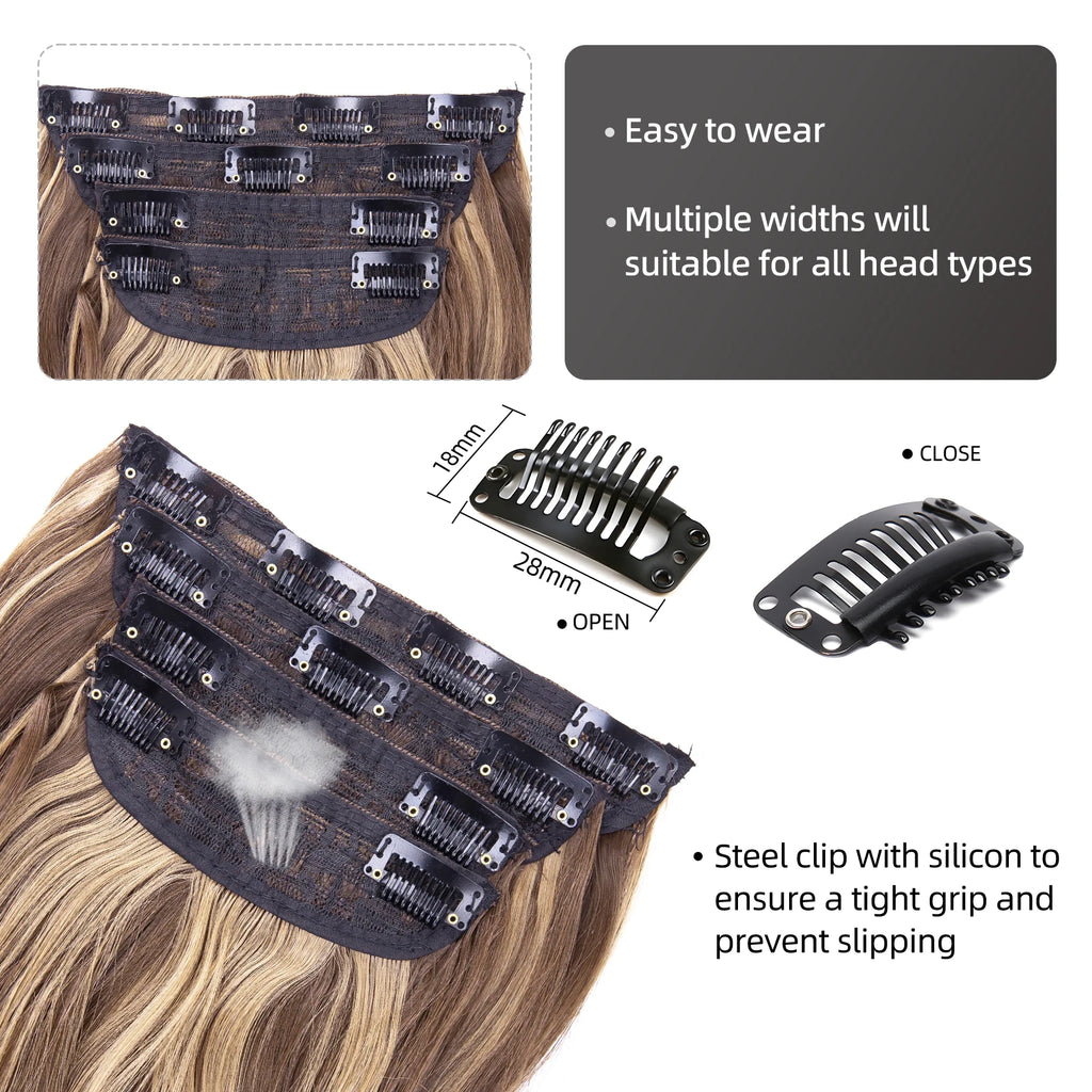 4Pcs/Set 20 Pouces Pince À Cheveux Synthétique Dans De Longues Cheveux Épaisses Ondulées Pour Femmes Extensions De Cheveux