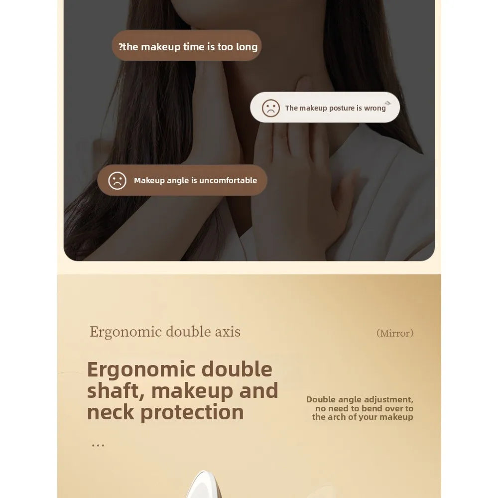 Makeup LED Touch Screen Makeup Mirror Foldable Illuminated 3 Colors Lighting Modes USB Rechargeable Cosmetic Mirror Tools Mirror