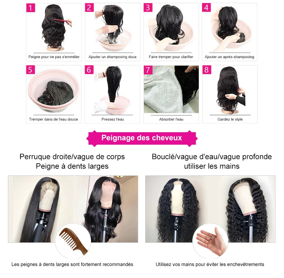 30 32 pouces Body Wave Perruques de cheveux humains 13x6 Hd Lace Front Wig cheveux humains 13x4 360 Lace Frontal Wigs 4x4 Lace Closure Perruque pour femmes