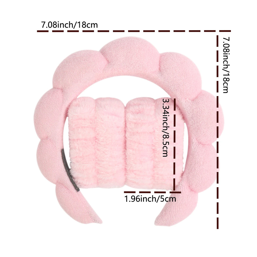 3Pcs Fashion Microfiber Washing Wristbands Scrunchies Puffy Headband Spa Bubble Headband for Washing Face Makeup Shower Skincare