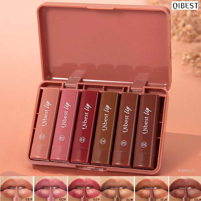 6PCS Ensemble de crayons de rouge à lèvres mats qui durent Twist-Up