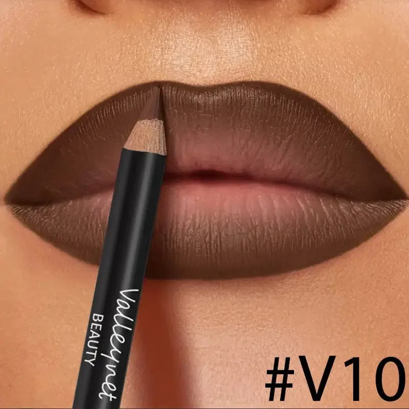 Kit de lèvres marron foncé 4 pièces - Crayon à lèvres + Glaçure à lèvres, effet mat imperméable et longue durée.