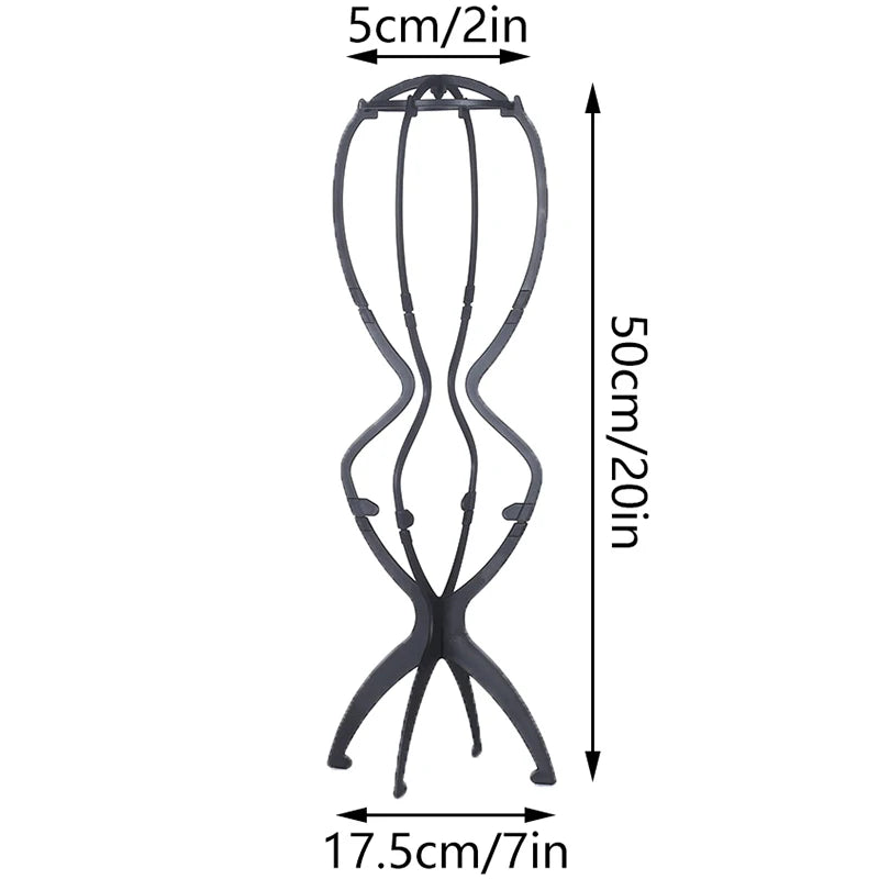 HUA 1PCS Wig Stand Collapsible Wig Holder Durable Wig Display 20 Inch Tool Travel Wig Stand For Styling Display Women Long Wig