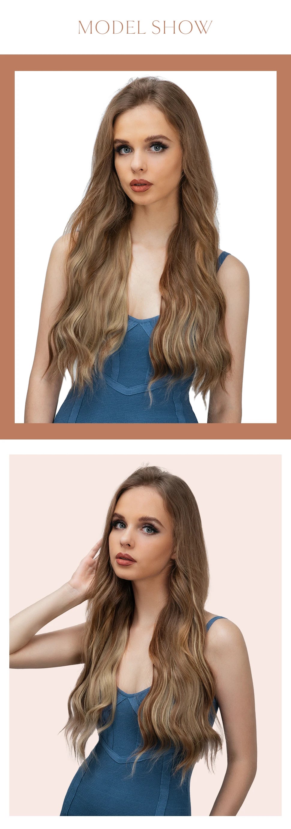 4pcs/set Synthétique Long Wave Clip In Hair Extensions 22 » Thick Hairpiece For Women Brown Blonde Black Natural Fake Hair