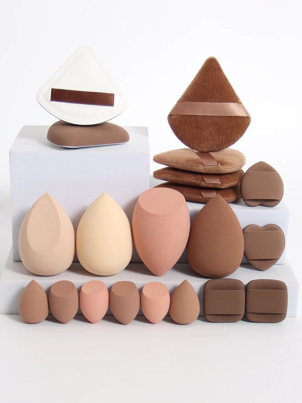 20 Pcs Pink Makeup Sponge and Makeup Puff Set Suitable for Face Cream and Powder Concealer Powder Makeup Machine