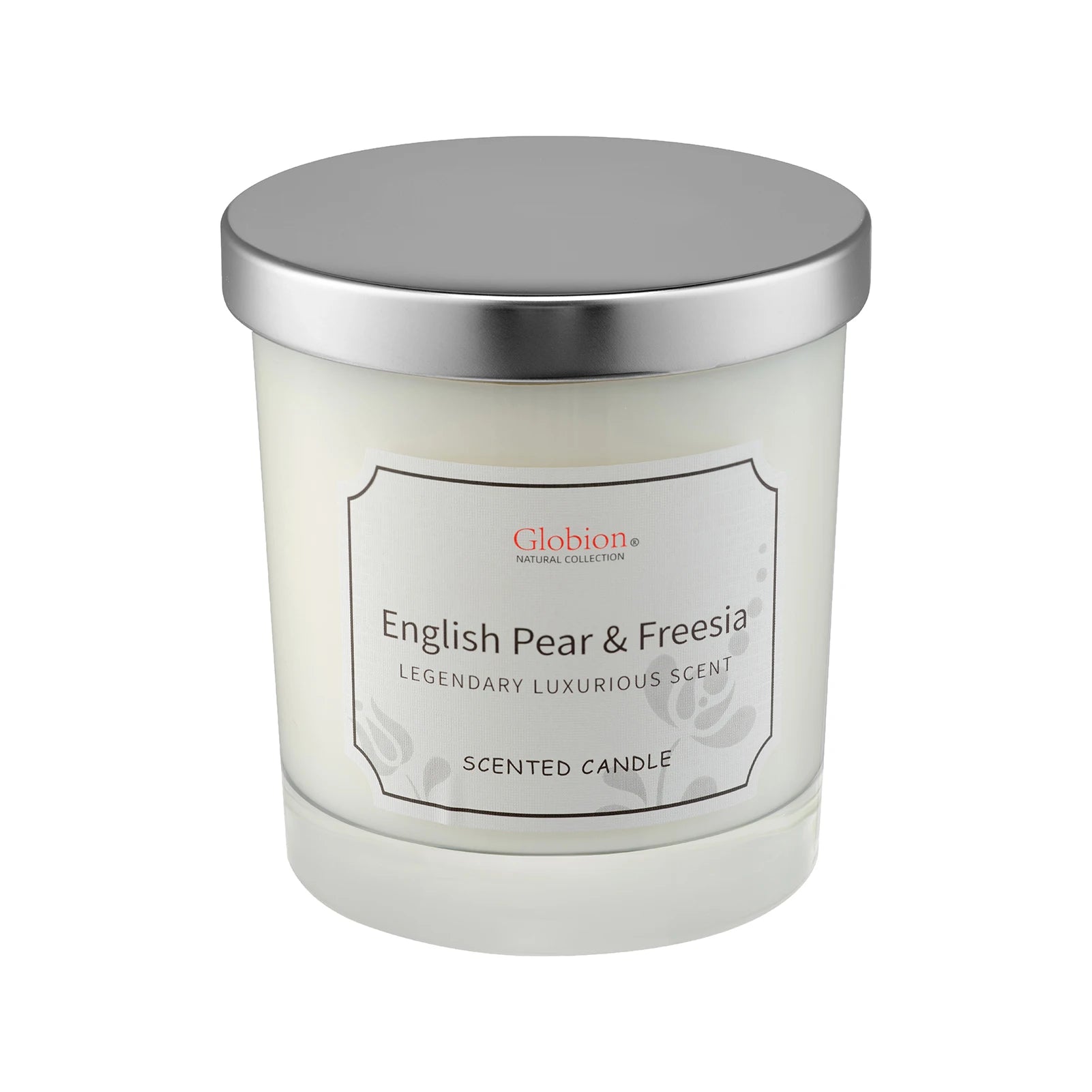 Scented Candle English Pear and Freesia Aromatherapy Candle Glass Jar + Lid 7oz for Home 45 Hours Burn Time Gift for Birthday