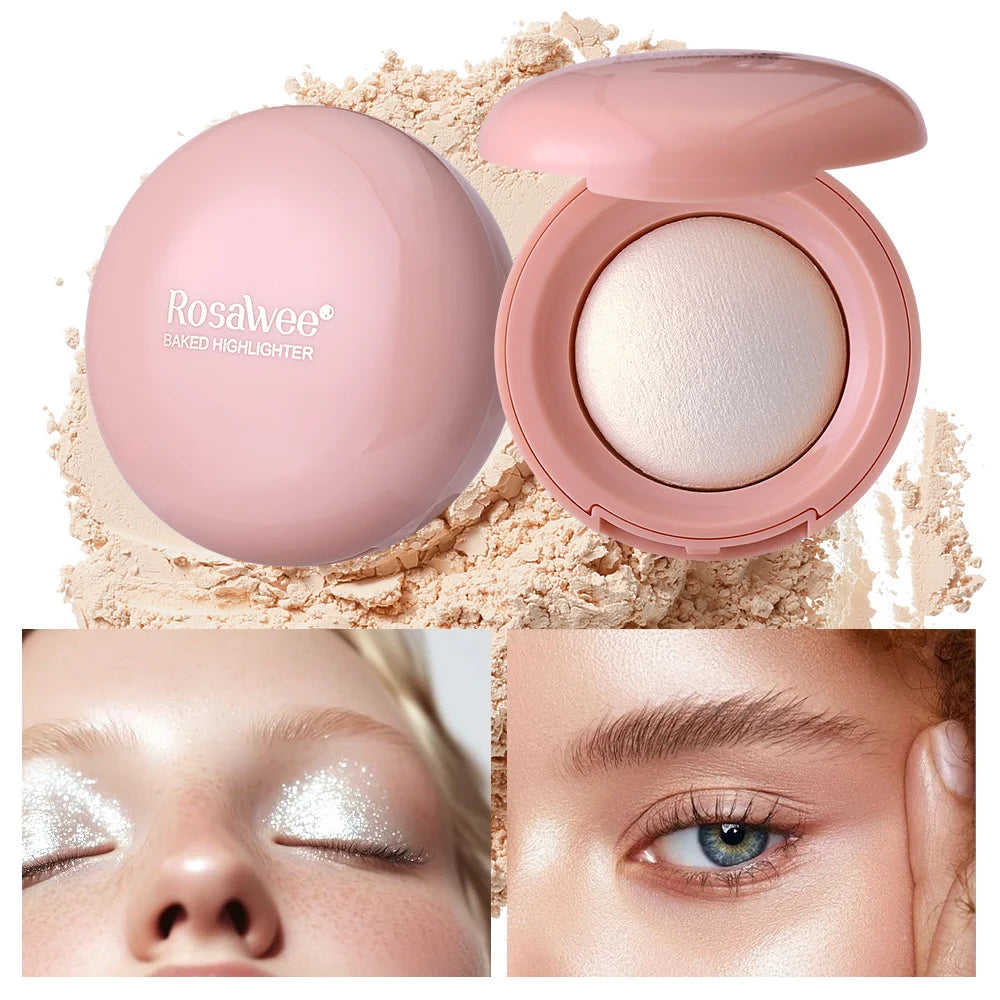 Long-lasting waterproof fine shimmer highlighter, natural glossy effect, brighten the contour and modify the face