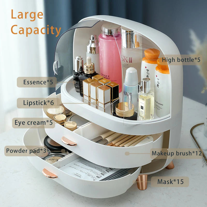 Conteneur de maquillage Boîte de vernis Organisateur de rangement de bureau Tiroir de maquillage Grande boîte Capacité cosmétique Stockage Organisateur de bijoux pour ongles