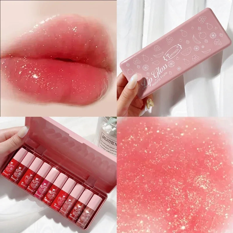 Ensemble de brillant à lèvres liquide de 10 couleurs Ensemble de rouge à lèvres imperméable antiadhésif de 24 heures Ensemble de rouges à lèvres de miroir de longue durée Gloss à lèvres Soins de maquillage cosmétique