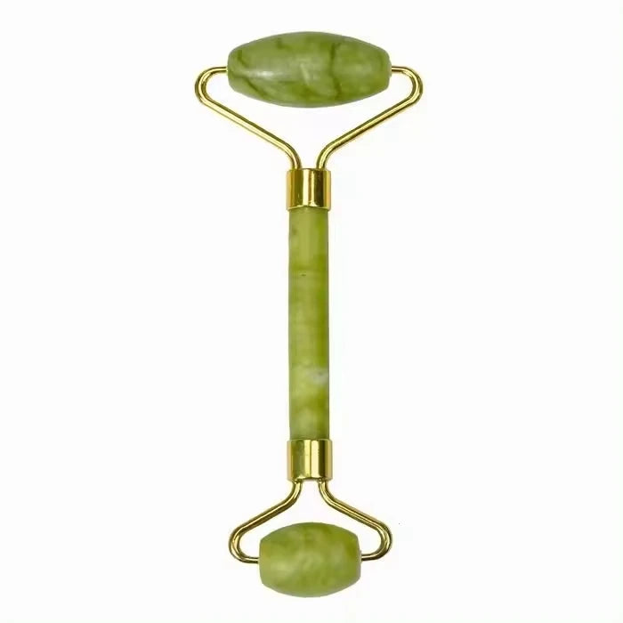Skin Care Quartz Stone Natural Face Jade Roller Set Cooling Eye Gua Sha Tool Facial Beauty Massage For Face Jade Wheel  Green