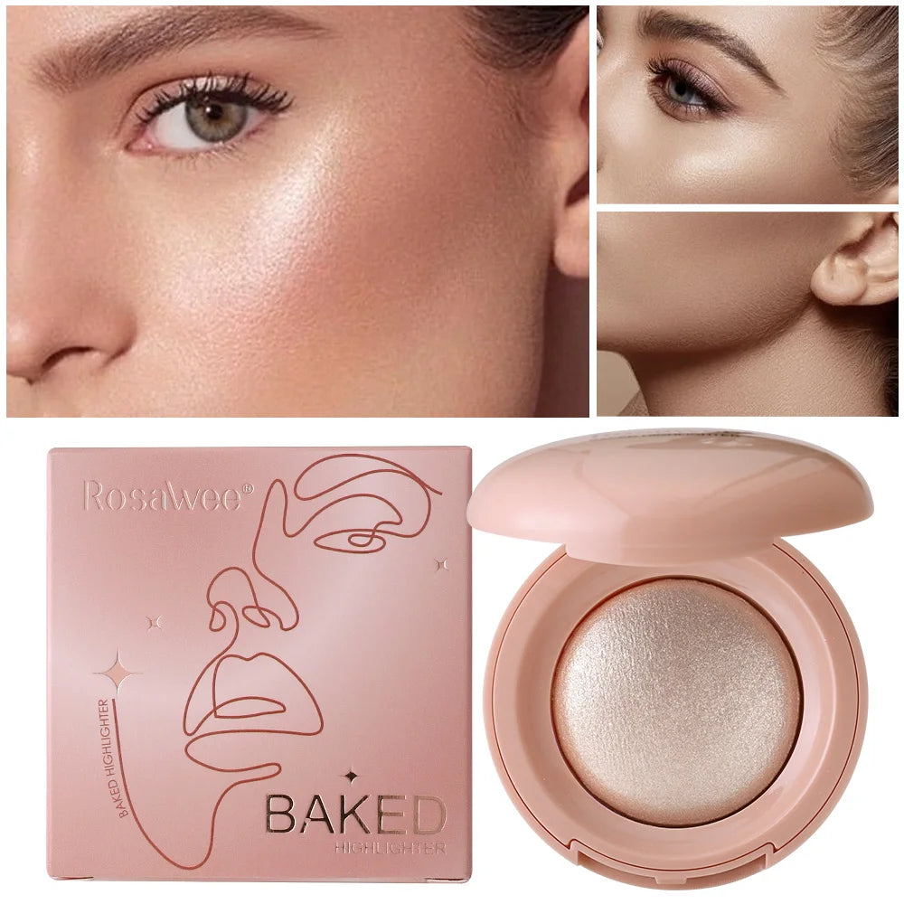 Long-lasting waterproof fine shimmer highlighter, natural glossy effect, brighten the contour and modify the face