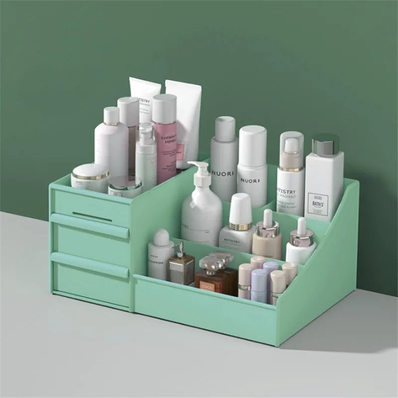 White Drawer Makeup Storage Box Dormitory Finishing Plastic Shelf Cosmetics Skin Care Dressing Table Desktop Makeup Organizer