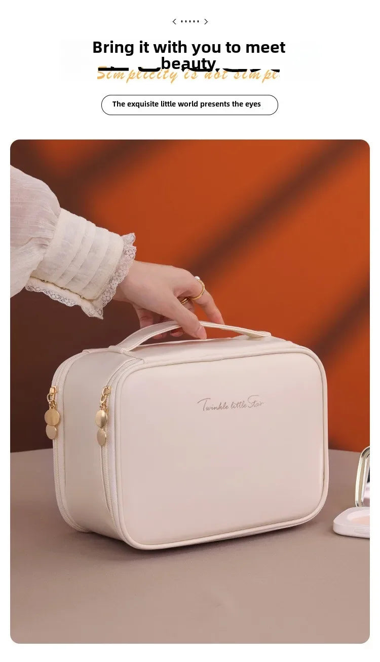 Sac cosmétique de luxe double couche sac de rangement de bijoux de cloison portable grande capacité organisateur de cosmétiques essentiels de voyage