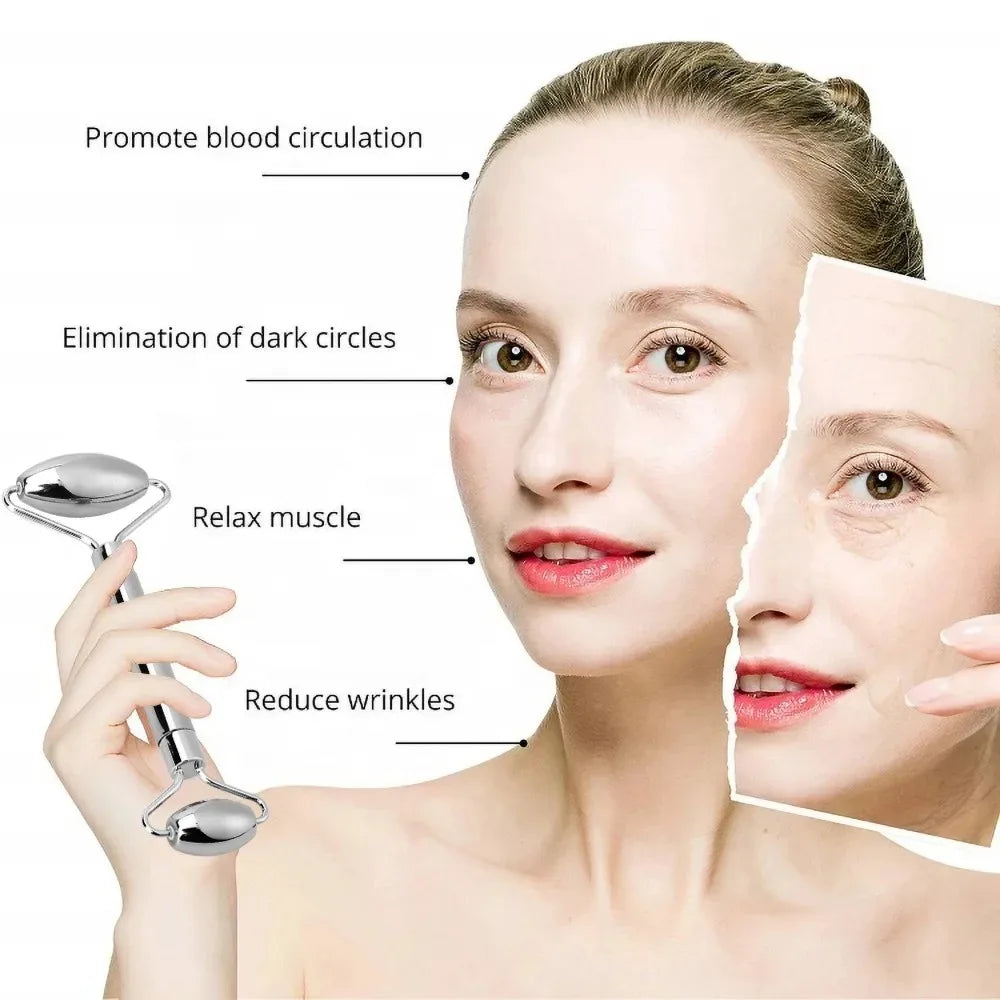 1/3PCS Face Ice Roller Stainless Steel Gua Sha Board Face Massage Roller Facial Massager Face Lifting Beauty Skin Care Tools