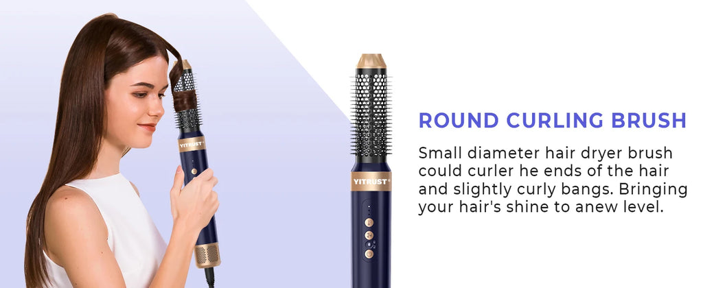 Brosse de sèche-cheveux 7 en 1 sans brosse Sèche-cheveux à grande vitesse avec diffuseur Sèche-cheveux ionique Peigne de coiffage à air chaud Bigoudis automatique