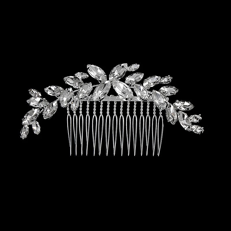 New Silver Alloy Hair Comb Handmade Pearls Rhinestones Fashion Metal Headpiece Elegant Hair Jewellery Accessory For Women