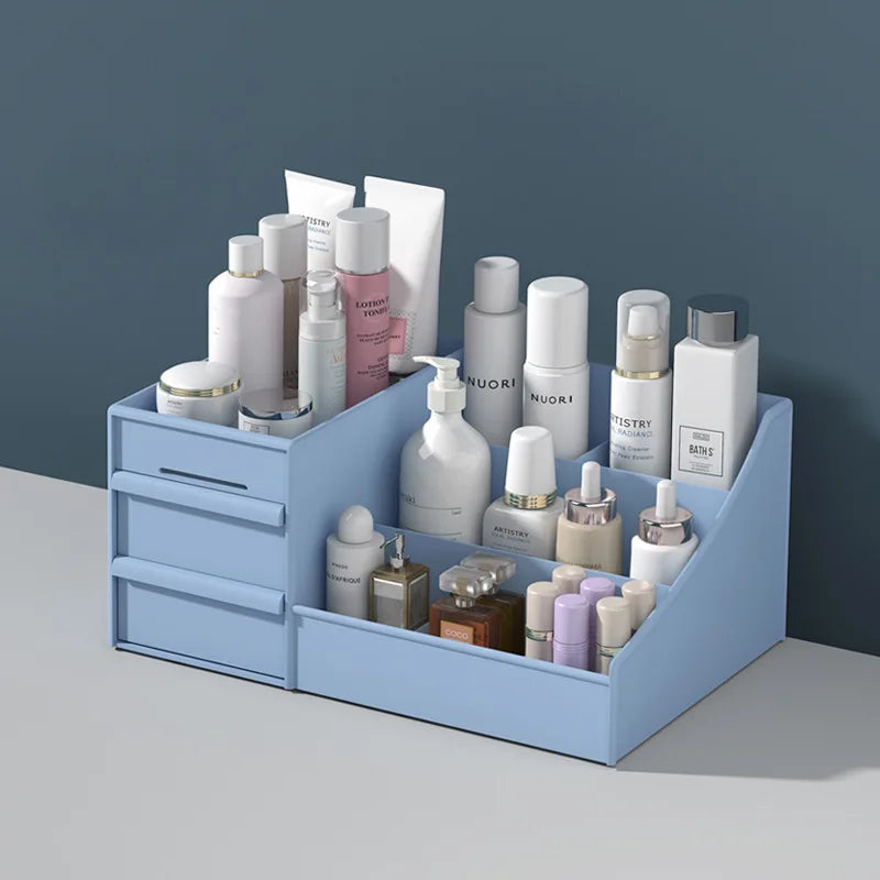 White Drawer Makeup Storage Box Dormitory Finishing Plastic Shelf Cosmetics Skin Care Dressing Table Desktop Makeup Organizer