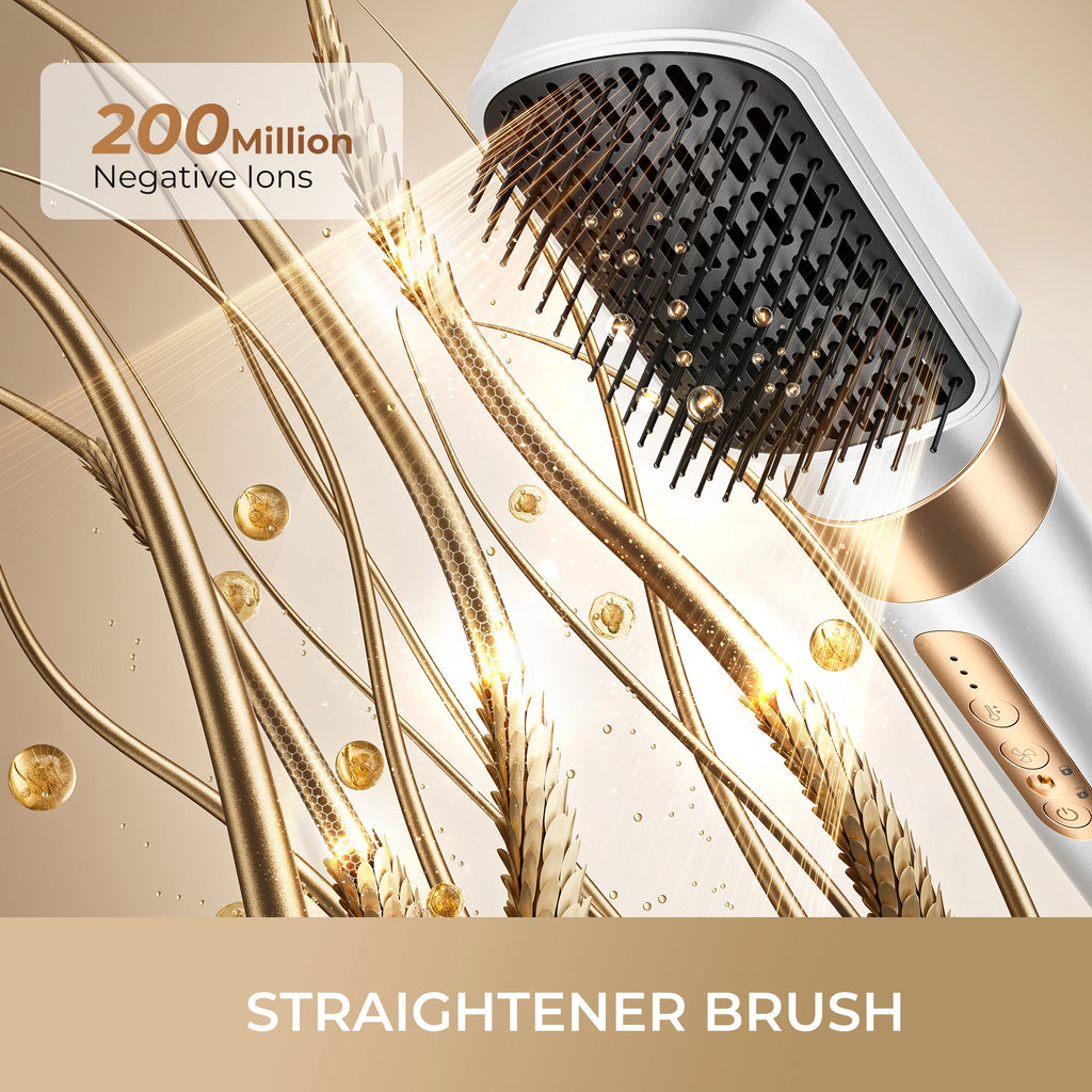 Brosse de sèche-cheveux 7 en 1 sans brosse Sèche-cheveux à grande vitesse avec diffuseur Sèche-cheveux ionique Peigne de coiffage à air chaud Bigoudis automatique