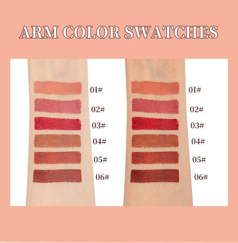 6PCS Ensemble de crayons de rouge à lèvres mats qui durent Twist-Up