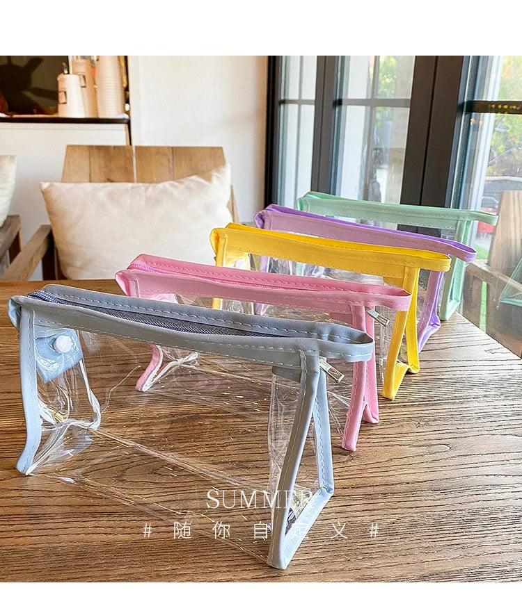 1PC Large Capacity Waterproof Cosmetic Bag Clear Summer Storage Makeup Organizer Bags Supplies Girl Transparent Pencil Case