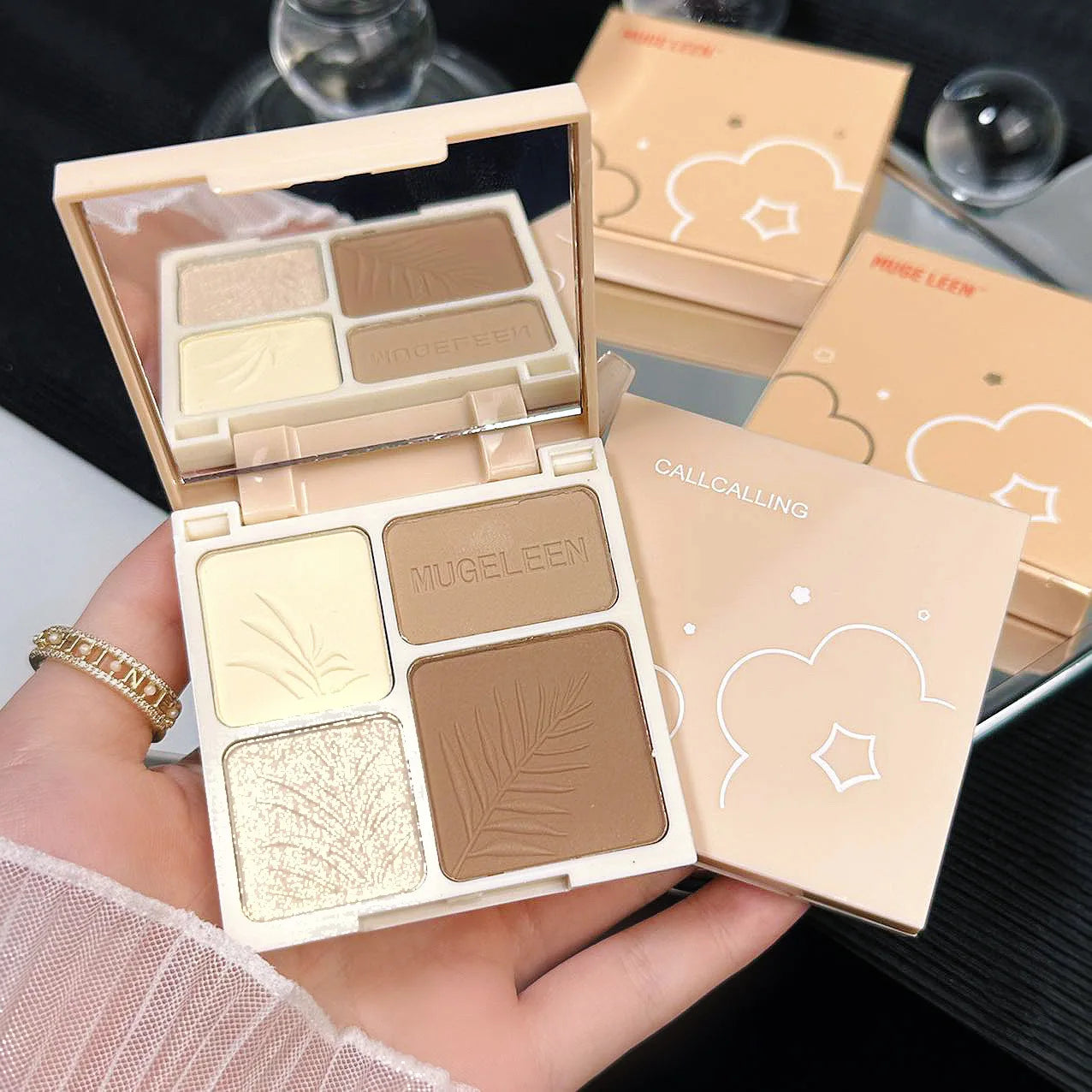 4 Colors Highlighter Contour 3D Facial Bronzer Cosmetic Brightening Beige Matte Highlights Palette Eye Shadow Nose Powder Makeup