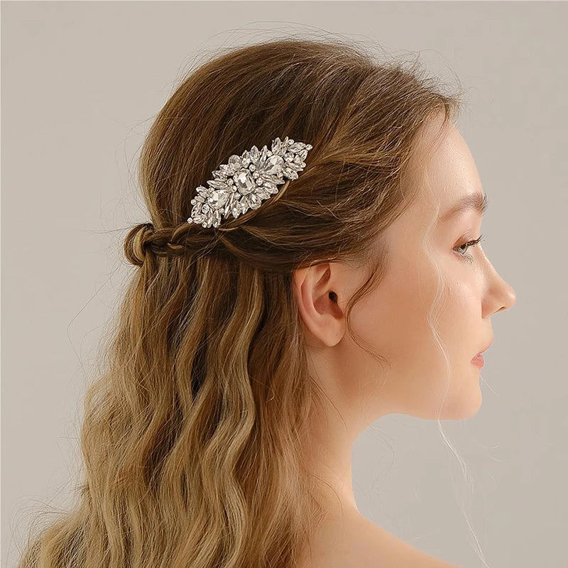 New Silver Alloy Hair Comb Handmade Pearls Rhinestones Fashion Metal Headpiece Elegant Hair Jewellery Accessory For Women