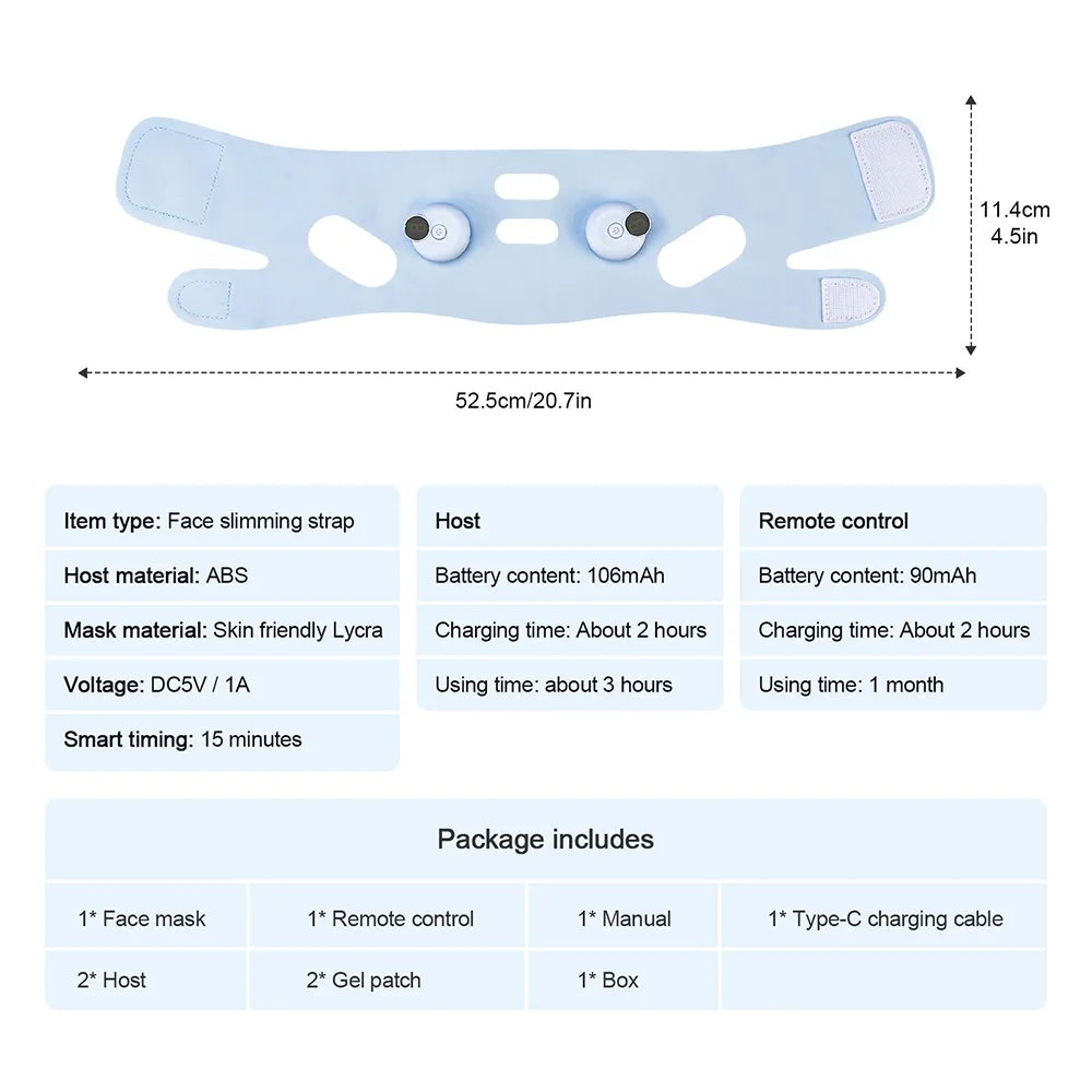 V Line Face Sliming Strap Facial EMS Levage Machine Micro-courant Face Masseur Basse Fréquence Pulse Chin Cheek Lift Up Belt